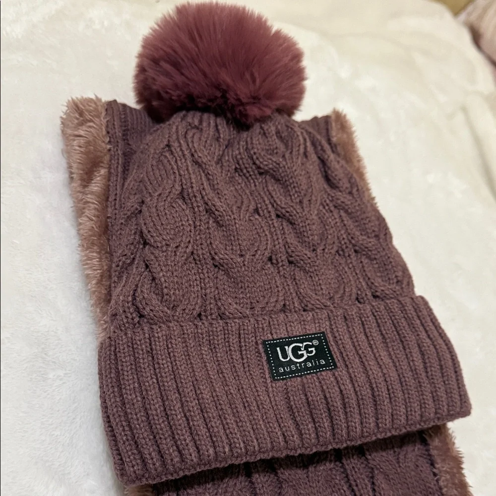 NWOT UGG Knit Infinity Beanie and Scarf Set - the color is Mauve - Picture 2 of 6